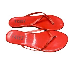 TKEES Lipglosses Sandals Women 7 Orange Excellent Patent Thong Flip Flops